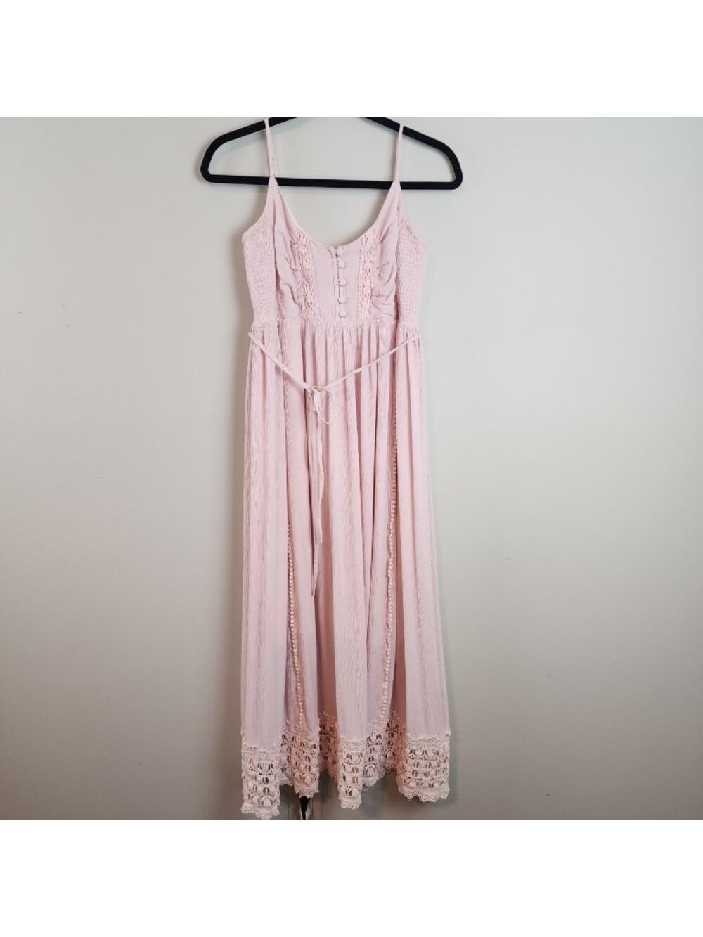 Motherhood Maternity pink maxi dress sz S lace cottagecore fairycore romantic
